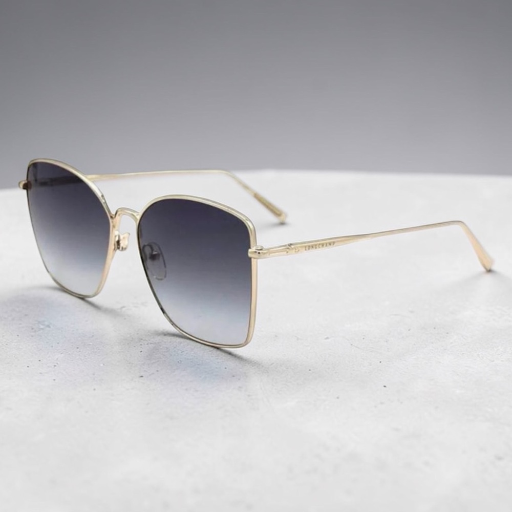 Longchamp Roseau Gradient Square Sunglasses in Gold/Smoke